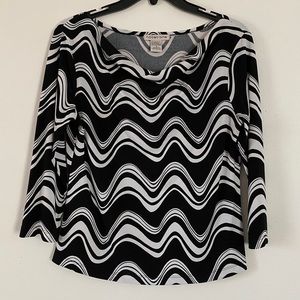 Black White printed blouse